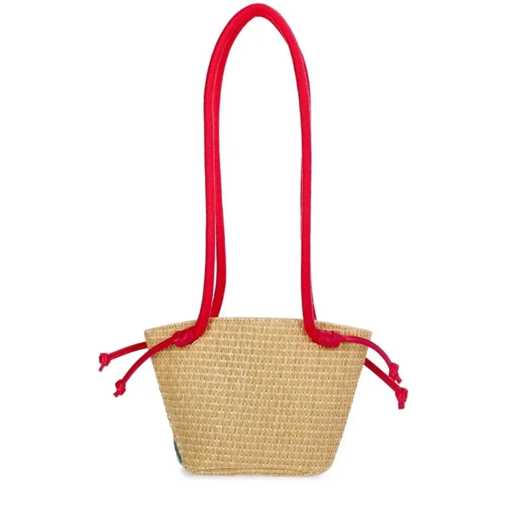 Wonder Nation Girls Strawberry Straw Crossbody Bag, red color